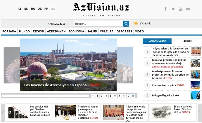 Le premier site de nouvelles en langue espagnole lancé en Azerbaïdjan